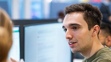 Male student in the computer lab