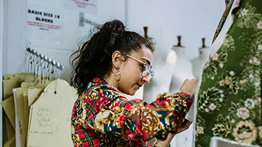 Female student working on clothing fashion