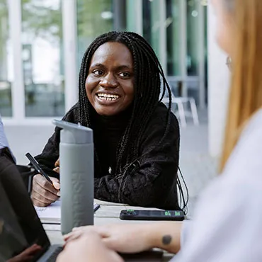 Female student studying in a classroom