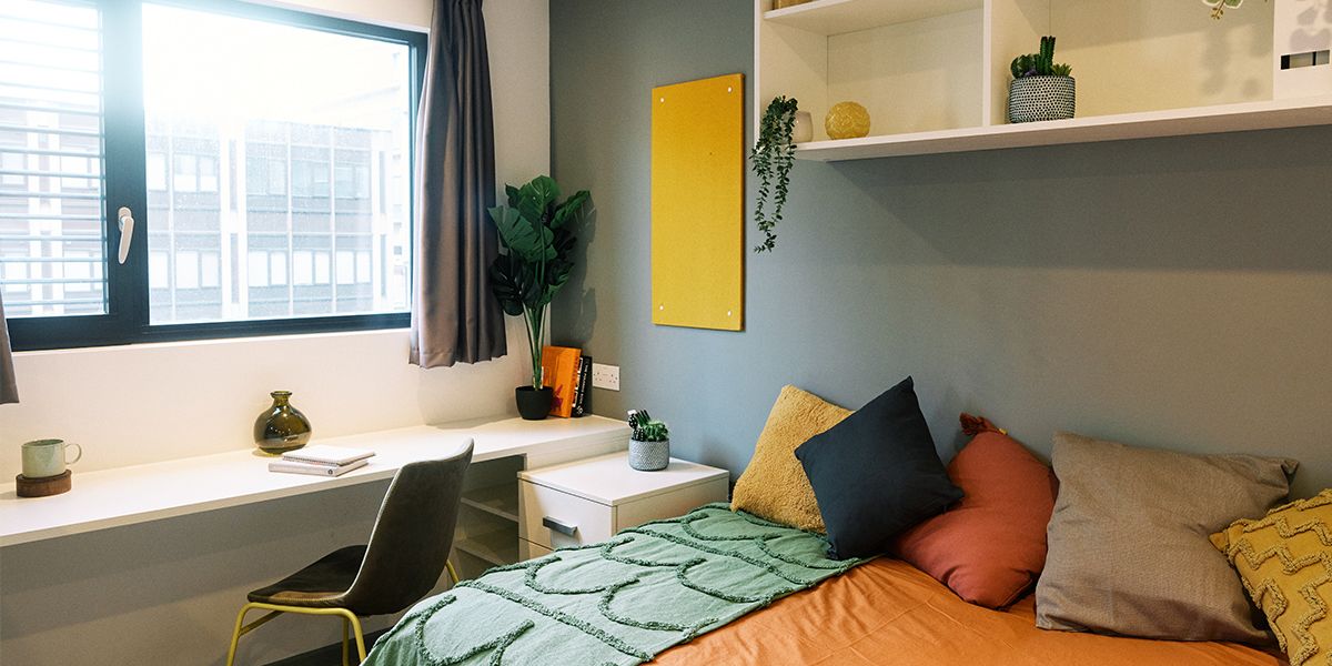 Student room in halls of residence