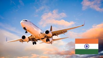 Airplane next to India flag